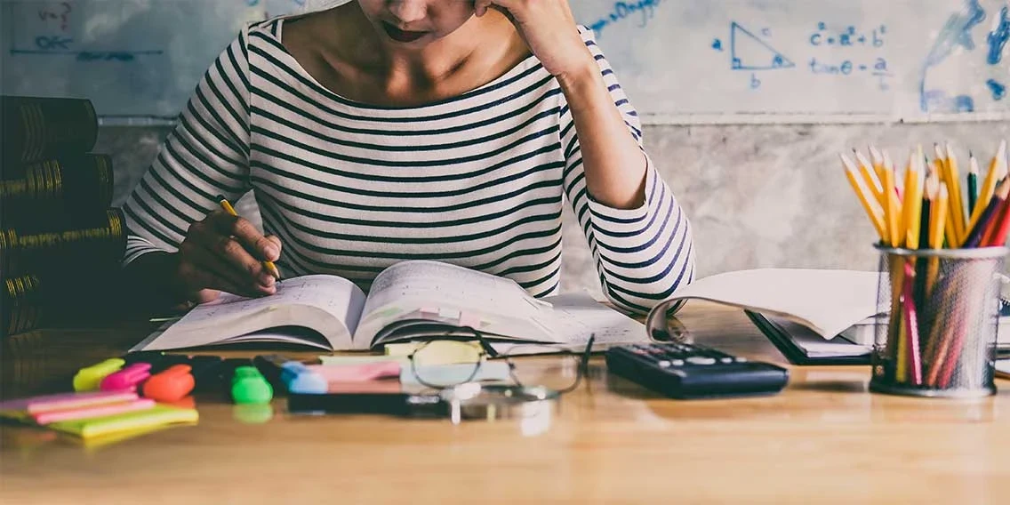 woman studying