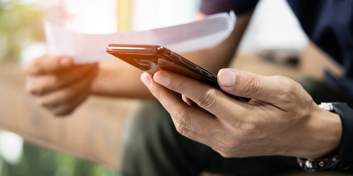 mobile phone in user's hand