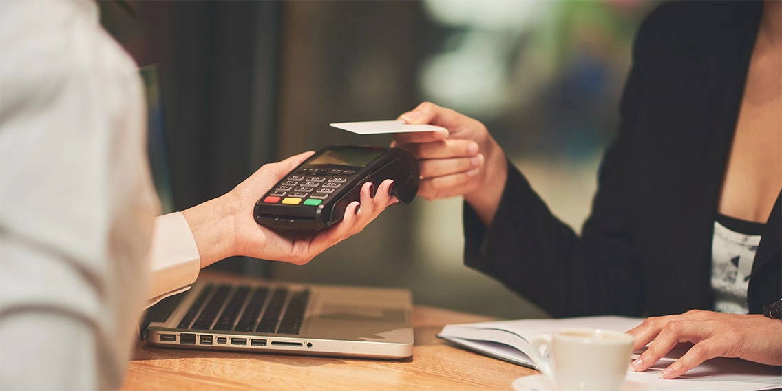 A girl making payment