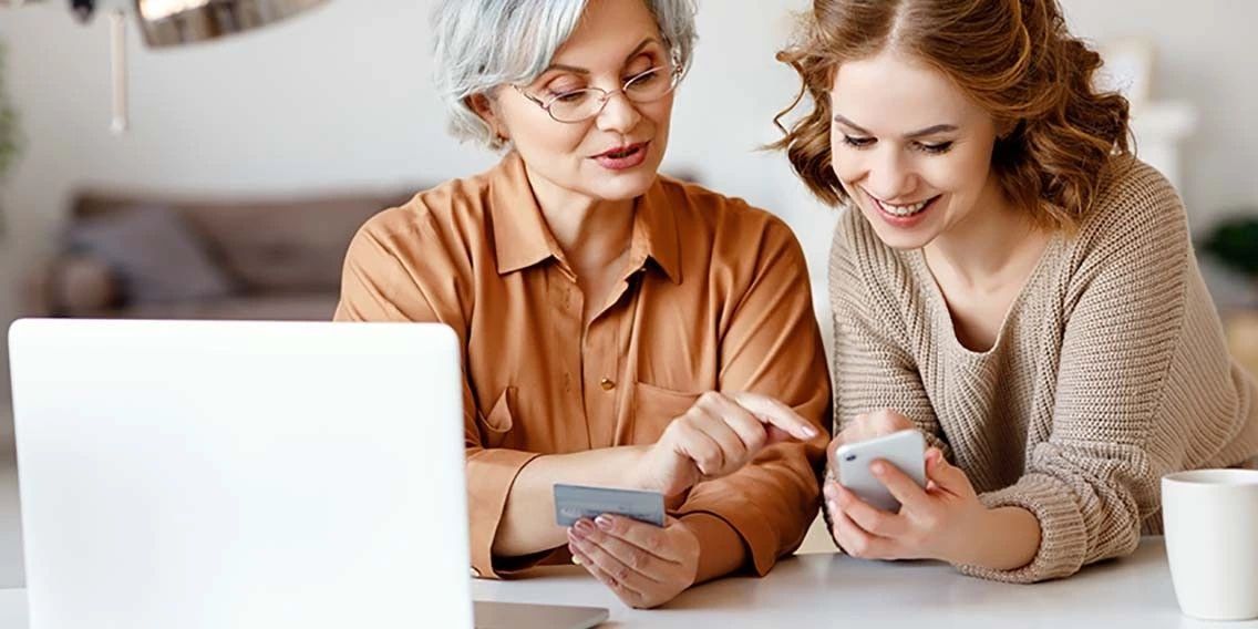 older woman using mobile banking