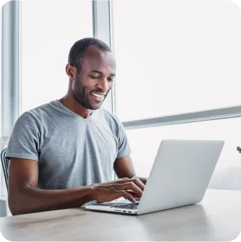 Young man working on a laptop