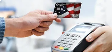 credit card and a payment terminal
