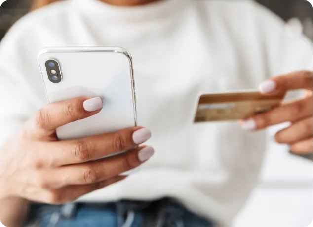 Person making card payment via mobile